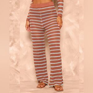Striped Crochet Knit Wide Leg trousers in size small